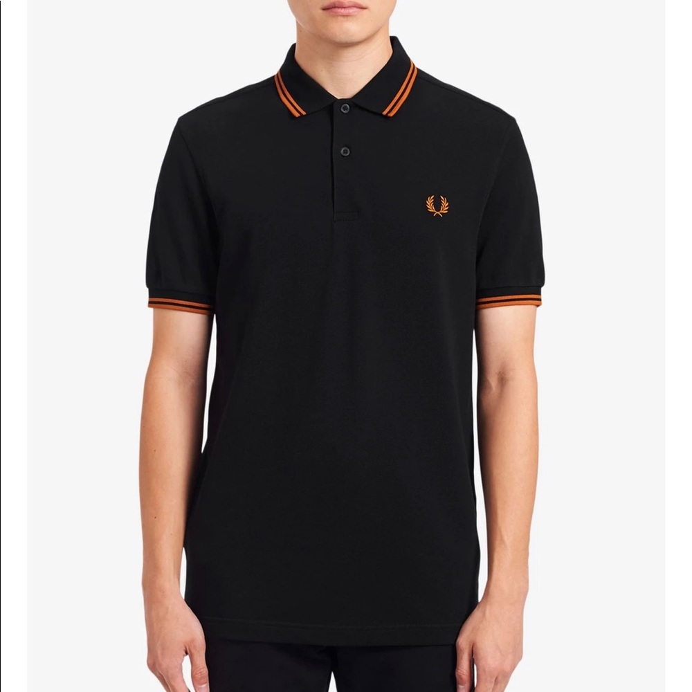 Fred Perry twin tipped polo - Men’s M, Black / Rust orange